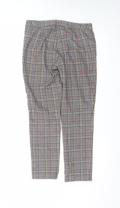 Koton Women's Multicoloured Check Straight Trousers Size 8