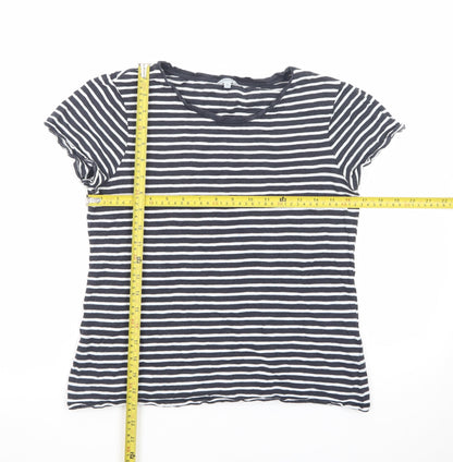 Jigsaw Women's Black Striped Cotton T-Shirt Size S