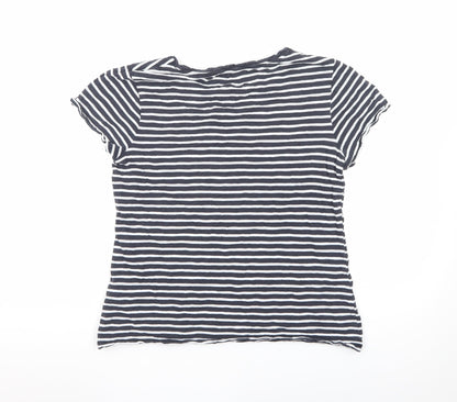 Jigsaw Women's Black Striped Cotton T-Shirt Size S
