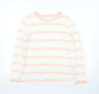 White Stuff Womens Pink Striped Long Sleeve Cotton T-Shirt UK 14