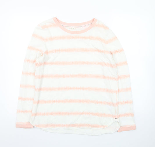White Stuff Womens Pink Striped Long Sleeve Cotton T-Shirt UK 14