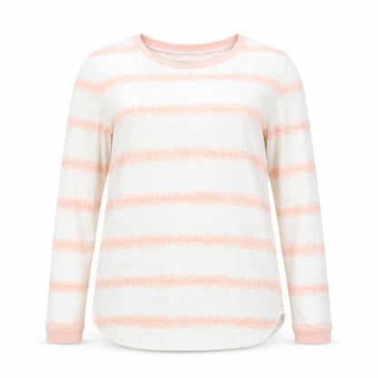 White Stuff Womens Pink Striped Long Sleeve Cotton T-Shirt UK 14