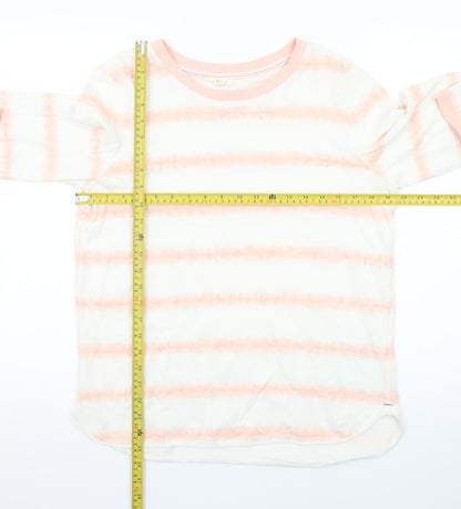 White Stuff Womens Pink Striped Long Sleeve Cotton T-Shirt UK 14