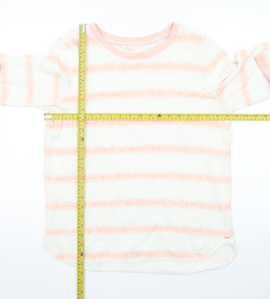 White Stuff Womens Pink Striped Long Sleeve Cotton T-Shirt UK 14