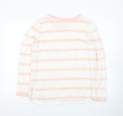 White Stuff Womens Pink Striped Long Sleeve Cotton T-Shirt UK 14