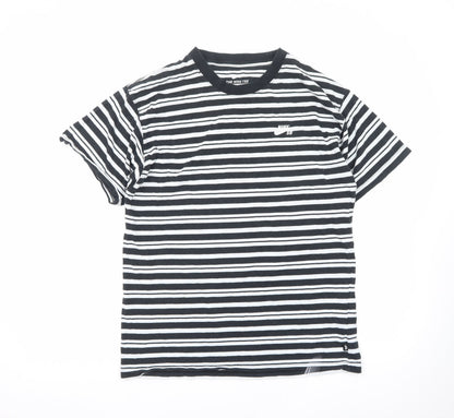 Nike SB Men's Black White Striped Crew Neck Short Sleeve T-Shirt S