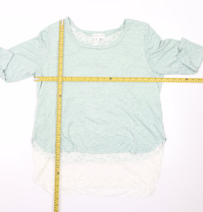 Apricot Women’s Green Lace Hem Pullover Jumper UK 14