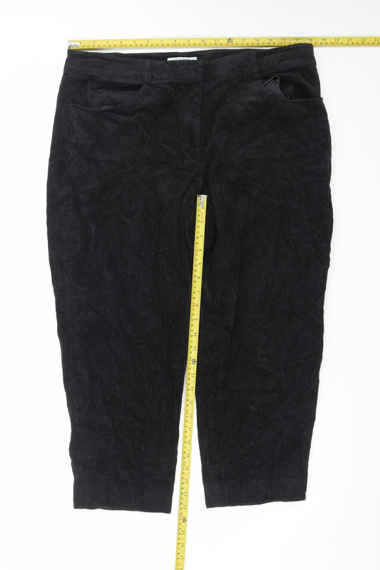 Great Plains Women's Black Corduroy Straight Leg Trousers Size 16