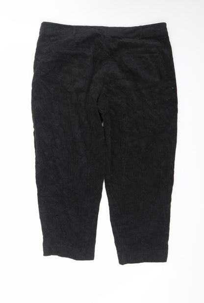 Great Plains Women's Black Corduroy Straight Leg Trousers Size 16