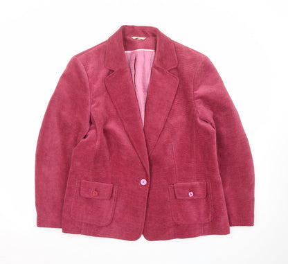 Klass Collection Women Pink Corduroy Blazer Jacket Size 18 Long Sleeve