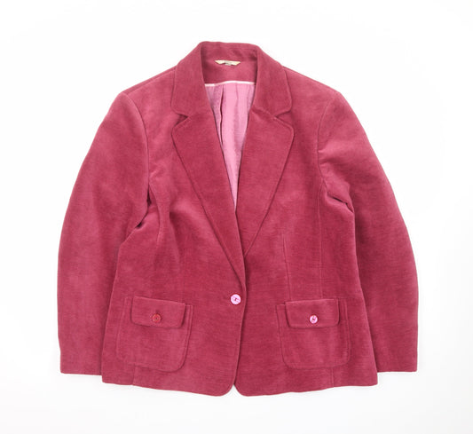 Klass Collection Women Pink Corduroy Blazer Jacket Size 18 Long Sleeve