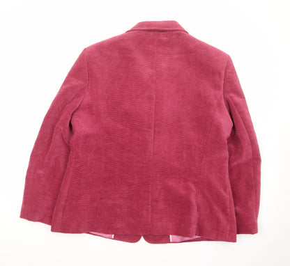 Klass Collection Women Pink Corduroy Blazer Jacket Size 18 Long Sleeve