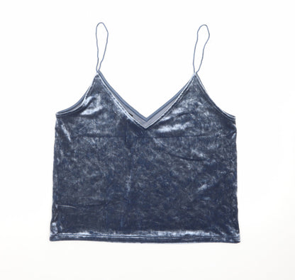 H&M Women Blue Velvet Camisole Vest Top Size M