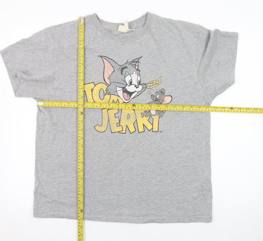 H&M Women's Grey Tom and Jerry Short Sleeve Cotton T-Shirt M
