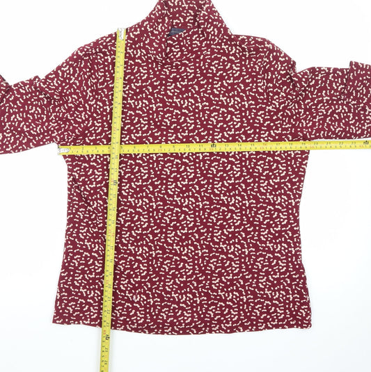 Marks and Spencer Womens Red Floral Roll Neck Long Sleeve Jersey Top Size 16