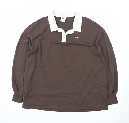 Nike Men’s Brown Long Sleeve Polo Shirt M Classic Sports Style
