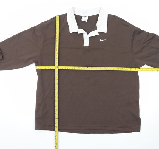 Nike Men’s Brown Long Sleeve Polo Shirt M Classic Sports Style