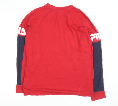 FILA Men’s Red Long Sleeve Colourblock Sports Top Size S