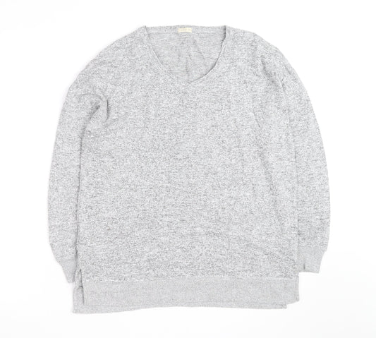 Additional front view of Oysho unisex grey v-neck knit jumper, size M