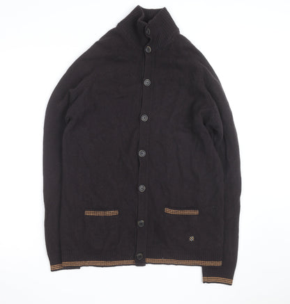 Burlington Men's Black Wool Cashmere Cardigan S High Neck