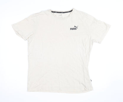 Puma Men's Beige Crew Neck Short Sleeve Cotton T-Shirt Size L