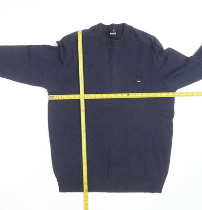 Bench Men's Blue Cotton Blend Crew Neck Jumper Size S