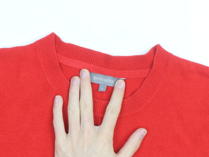 Principles Women's Red Crew Neck Long Sleeve Cotton Jumper Size 12