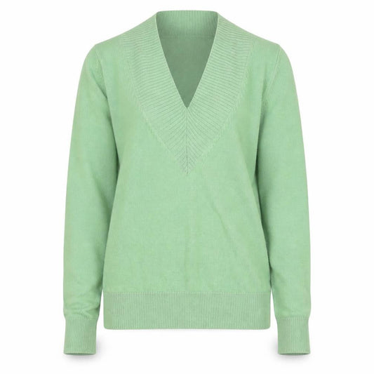 Phase Eight Women Green V-Neck Lambswool Jumper Size 12