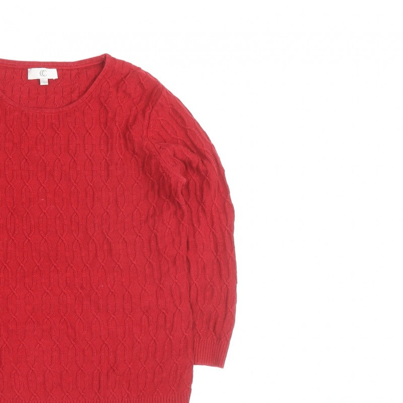CC Red Cable-Knit Crew Neck Men's S Pullover Jumper