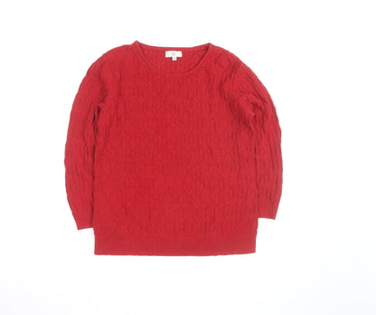 CC Red Cable-Knit Crew Neck Men's S Pullover Jumper