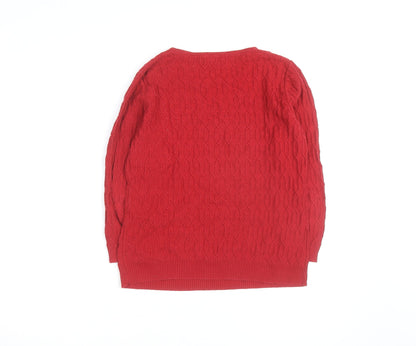 CC Red Cable-Knit Crew Neck Men's S Pullover Jumper