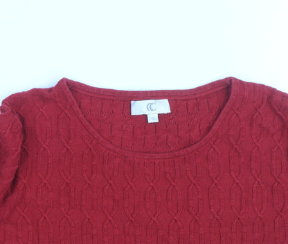 CC Red Cable-Knit Crew Neck Men's S Pullover Jumper