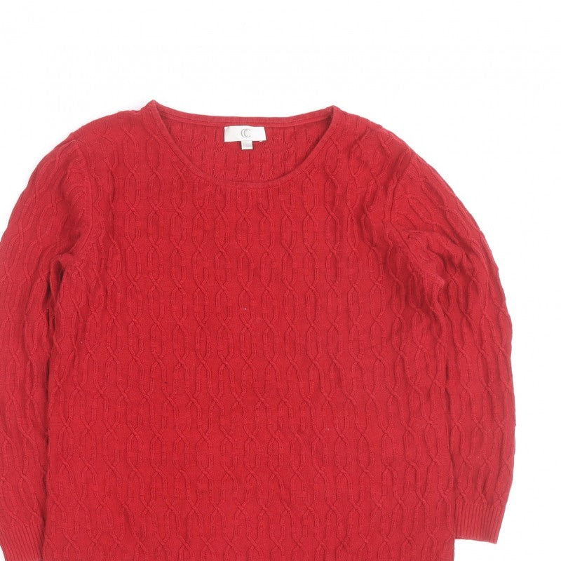CC Red Cable-Knit Crew Neck Men's S Pullover Jumper