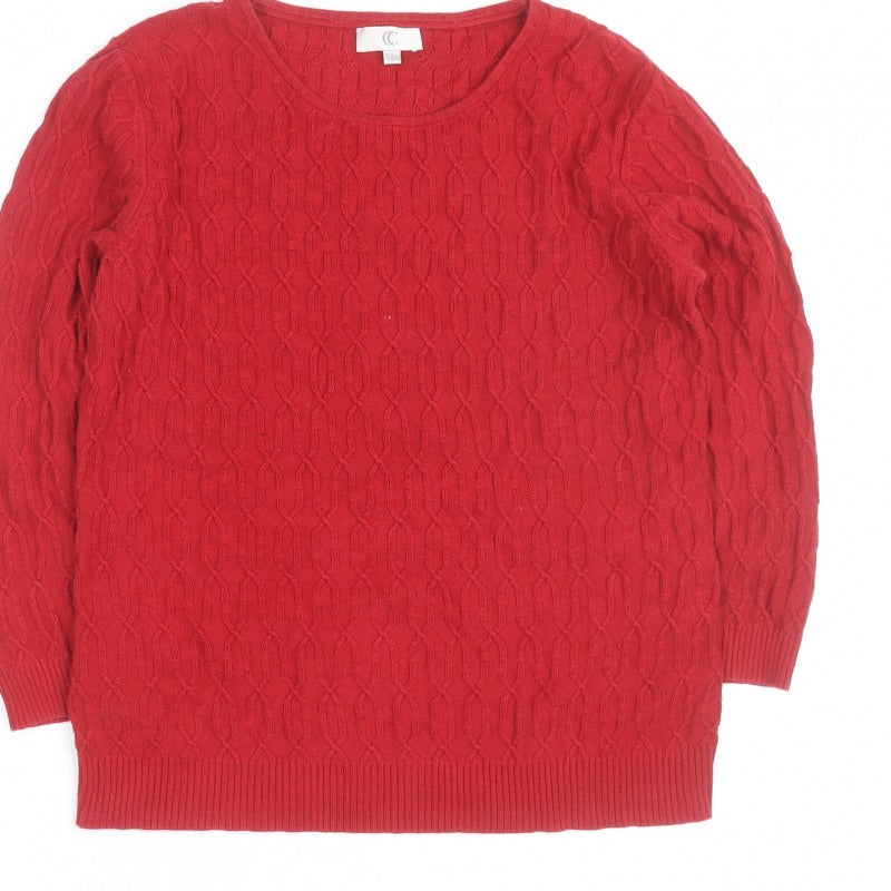 CC Red Cable-Knit Crew Neck Men's S Pullover Jumper