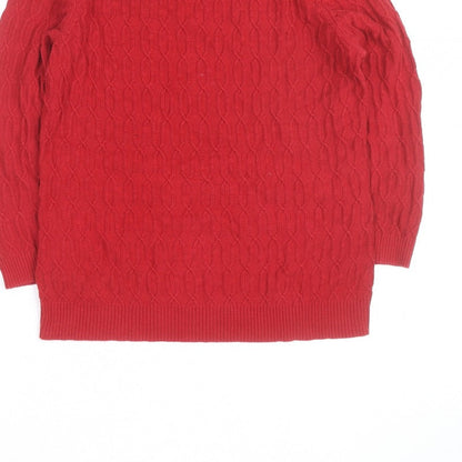 CC Red Cable-Knit Crew Neck Men's S Pullover Jumper