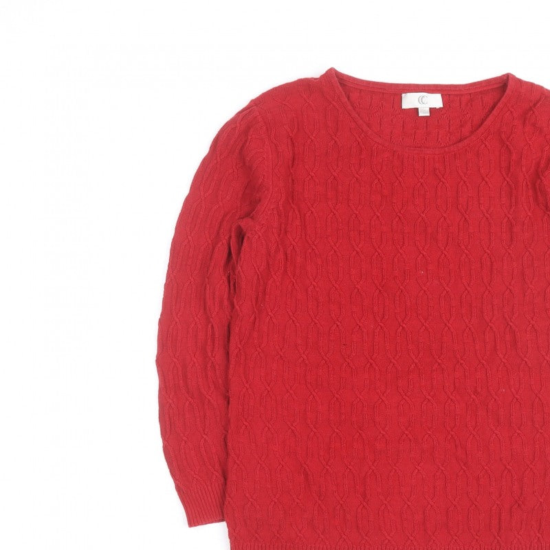 CC Red Cable-Knit Crew Neck Men's S Pullover Jumper