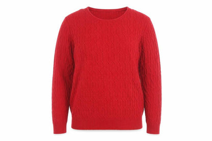 CC Red Cable-Knit Crew Neck Men's S Pullover Jumper