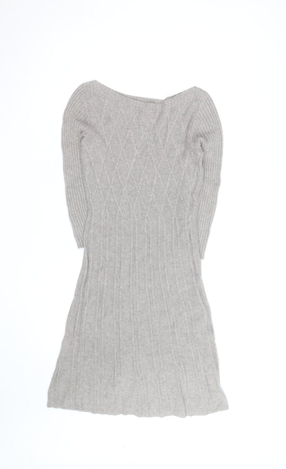 Monsoon Women’s Grey Wool Angora Knit Jumper Dress Size S