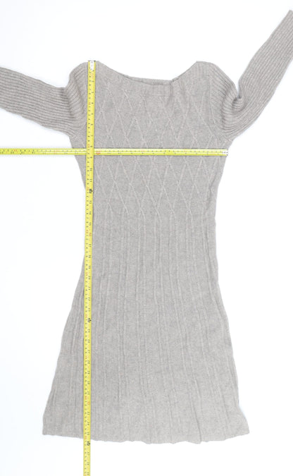 Monsoon Women’s Grey Wool Angora Knit Jumper Dress Size S