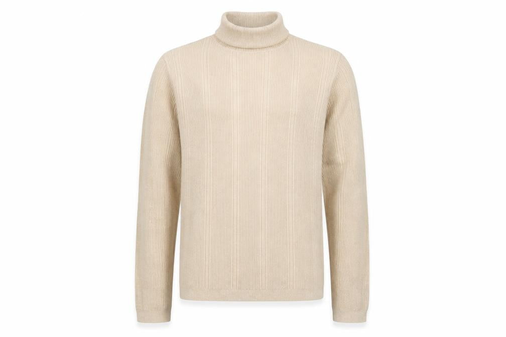 Marks and Spencer Men's Beige Roll Neck Cotton Blend Jumper M
