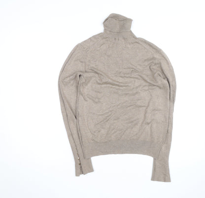 ZARA Women Beige Wool Cashmere Roll Neck Jumper M
