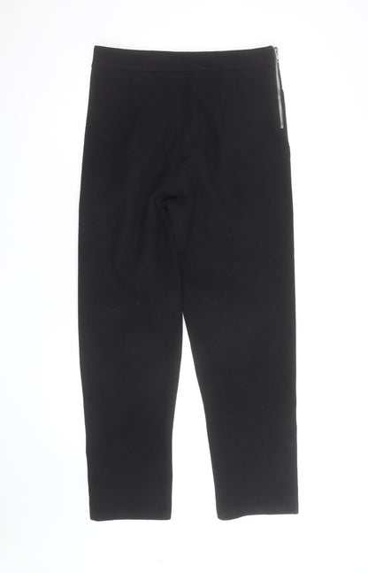 JCL Womens Black Ankle Tapered Stretch Zip Trousers Size M