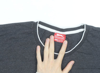 Slazenger Men's Grey 4XL Crew Neck Cotton T-Shirt