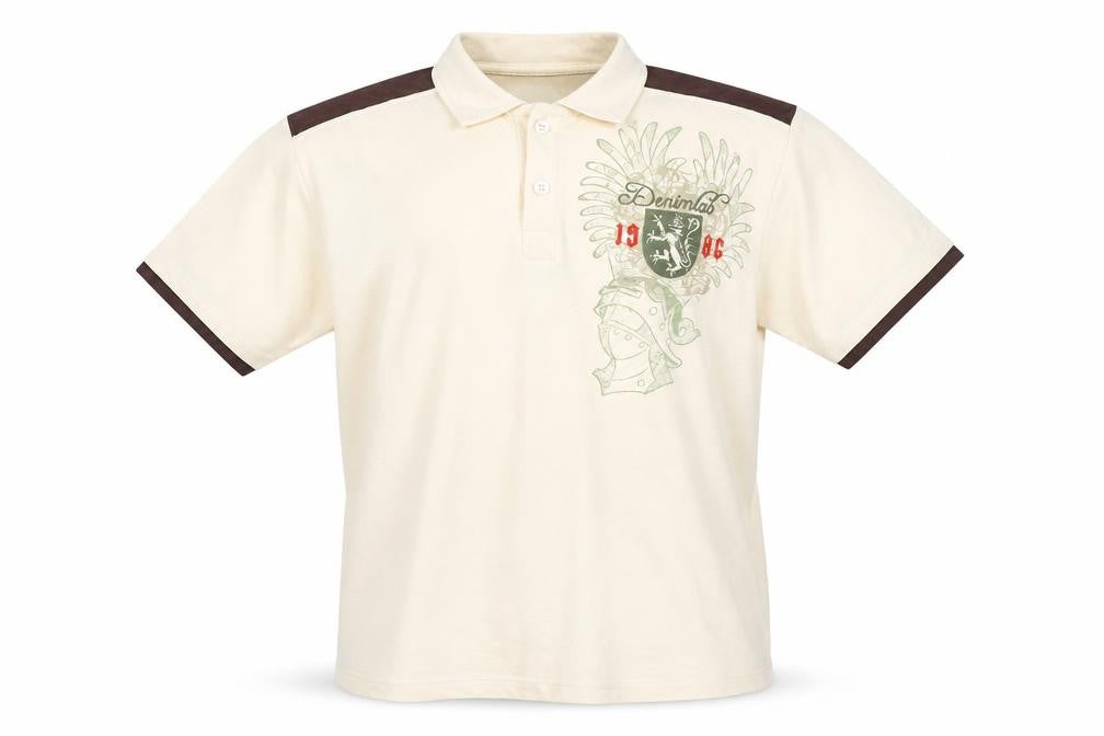 Penshoppe Men's Beige Graphic Polo Shirt XL Slim Fit Casual