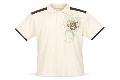 Penshoppe Men's Beige Graphic Polo Shirt XL Slim Fit Casual