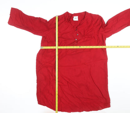 Mamalicious Women Red Maternity Tunic Blouse 3/4 Sleeve V-Neck