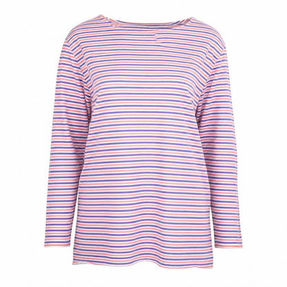 Marks & Spencer Women Multicoloured Striped Boat Neck 3/4 Sleeve T-Shirt Size 12