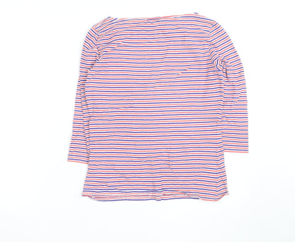 Marks and Spencer Women Multicoloured Striped Boat Neck 3/4 Sleeve T-Shirt Size 12