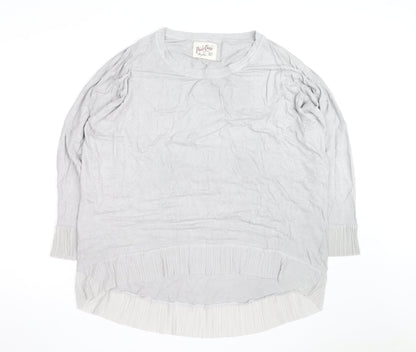 A Postcard From Brighton Women's Grey Tunic Top Size 12 Relaxed Fit Pleated Hem