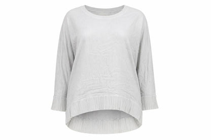 A Postcard From Brighton Women's Grey Tunic Top Size 12 Relaxed Fit Pleated Hem